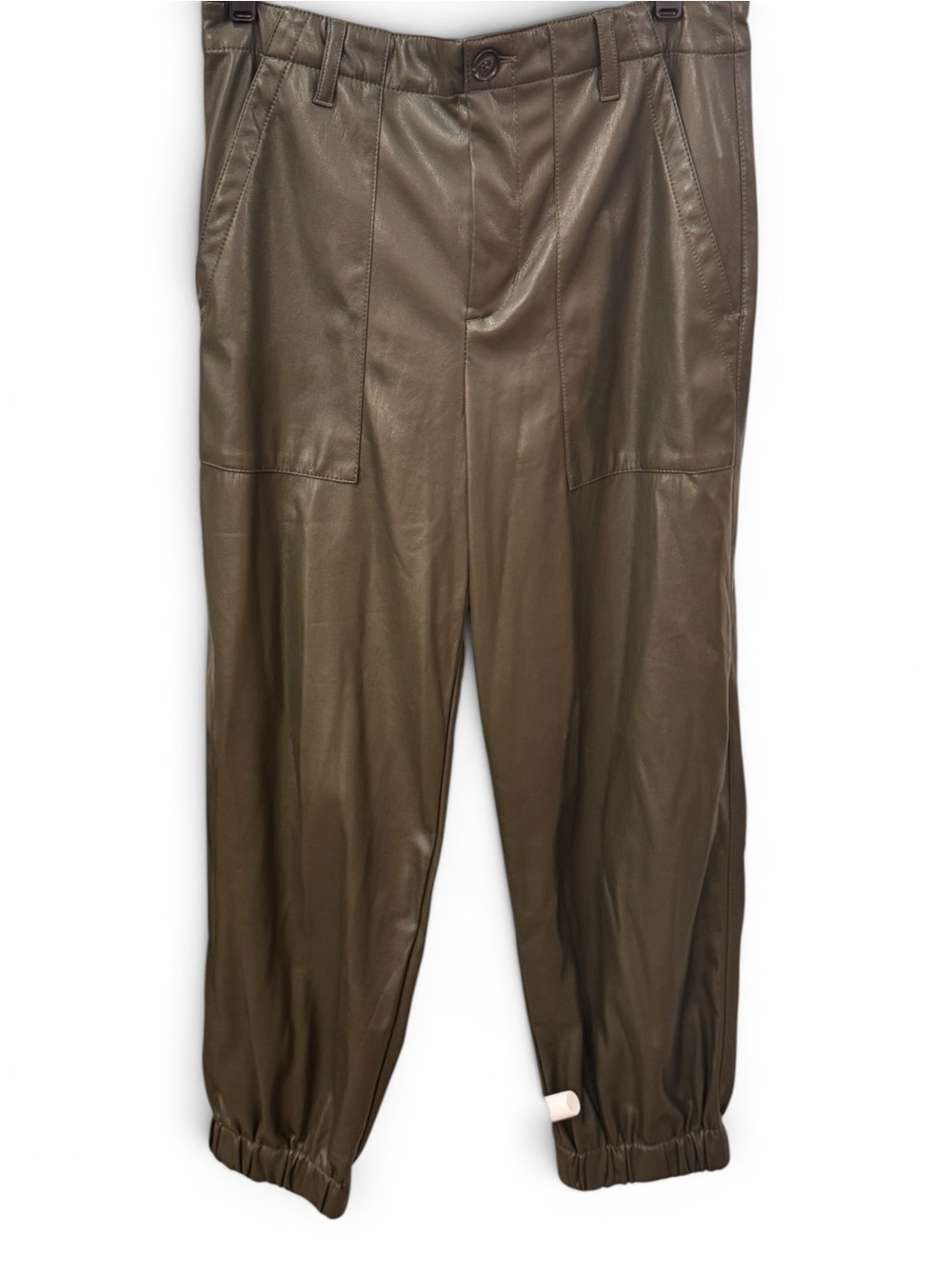 Velvet by Graham & Spencer Olive Faux Leather Track Joggers